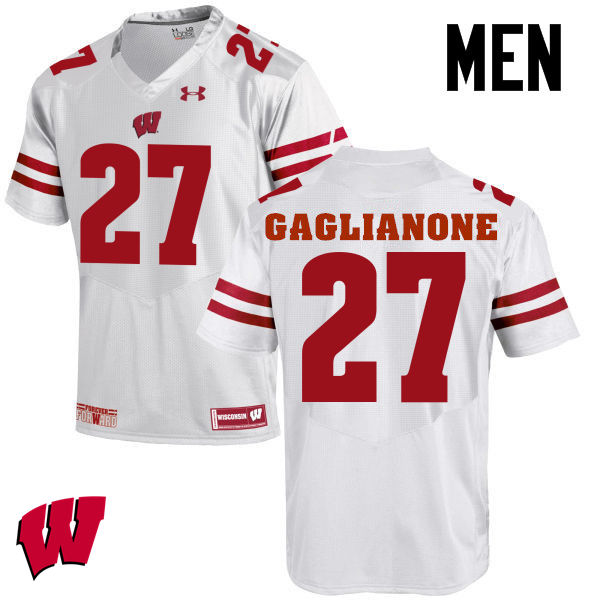 Men Wisconsin Badgers #27 Rafael Gaglianone College Football Jerseys-White